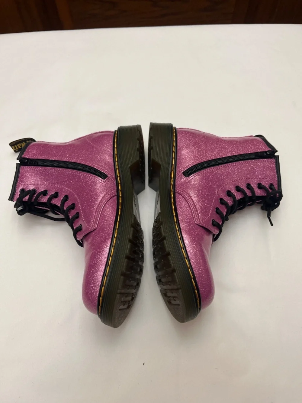 NWOT Dr. Martens Girls Sz. 4 Purple/Dark Pink Sparkle Boots. Style 1460.